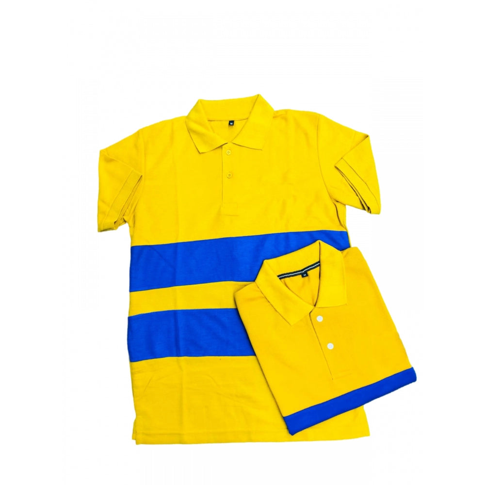 Men's Casual Short Sleeves Cotton Polo Neck T-shirt (Mustard)