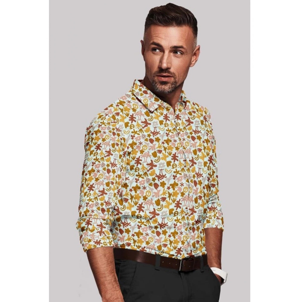 Generic Men's Cotton Blended Printed Full Sleeve Shirt (Multicolor)