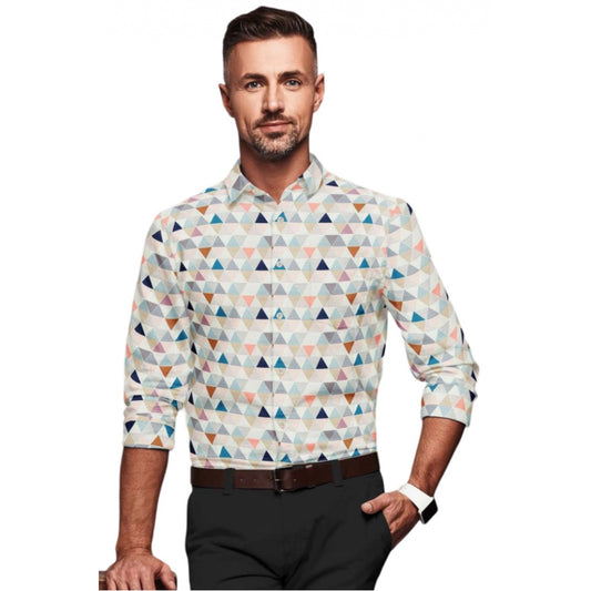 Generic Men's Cotton Blended Printed Full Sleeve Shirt (Multicolor)