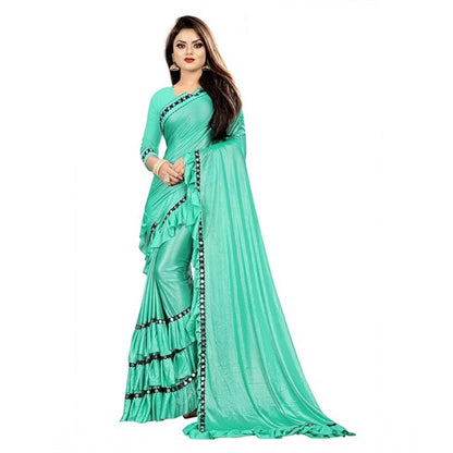 Women's Malai Lining Solid Saree With Unstitched Blouse (Rama, 5.5 Mtr)