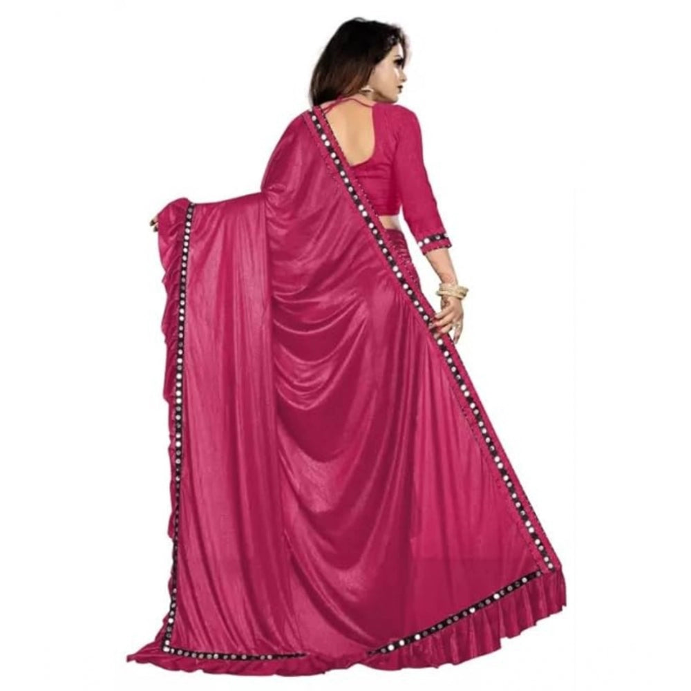 Women's Malai Lining Solid Saree With Unstitched Blouse (Maroon, 5.5 Mtr)