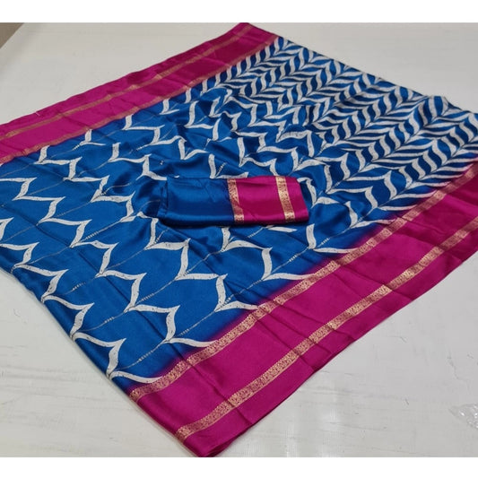 Women's Cotton Printed Saree With Unstitched Blouse (Multicolor, 5-5 Mtrs)