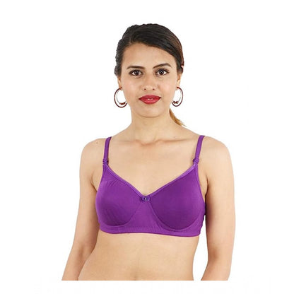 Women's Cotton Solid  Lightly Padded Bra (Purple)