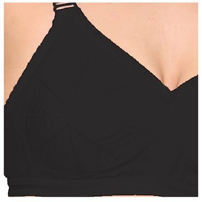 Pack Of_2 Women's Cotton Solid Non Padded Bra (Black - White)