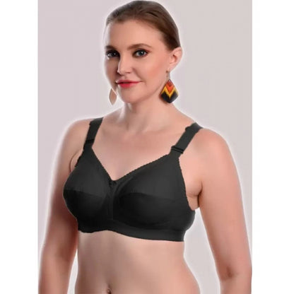 Women's Cotton Solid Non Padded Bra (Black)