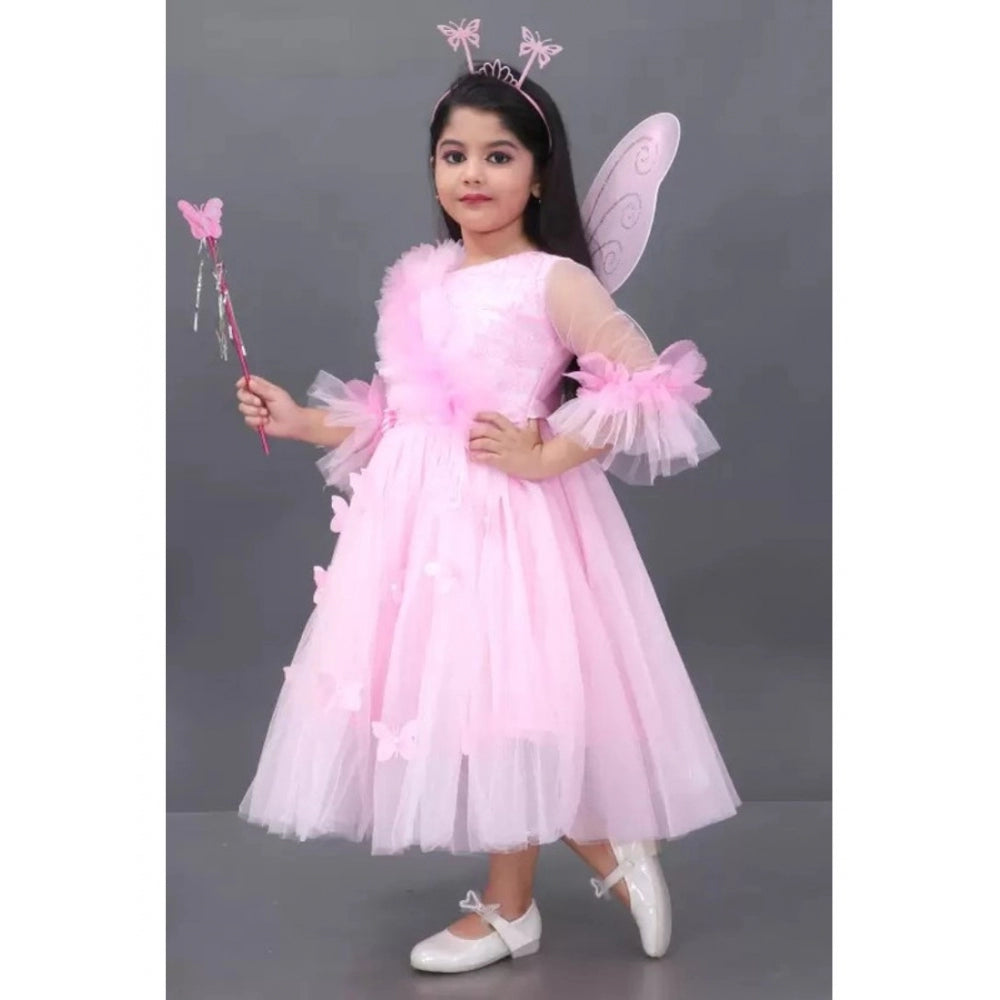 Generic Girl's Net  Pari Dresses (Pink)