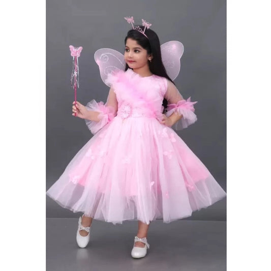 Generic Girl's Net  Pari Dresses (Pink)