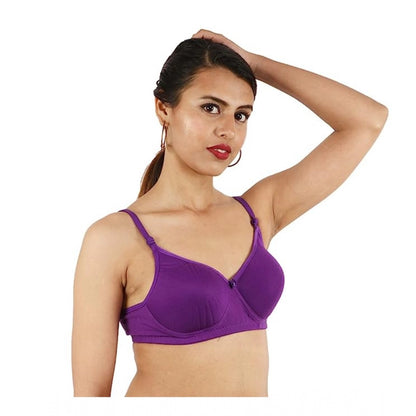 Women's Cotton Solid  Lightly Padded Bra (Purple)