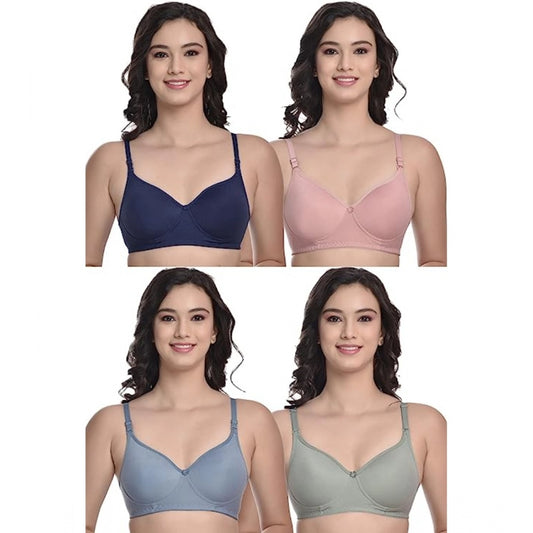 Women's Cotton Solid T-Shirt Bra (Multicolor)