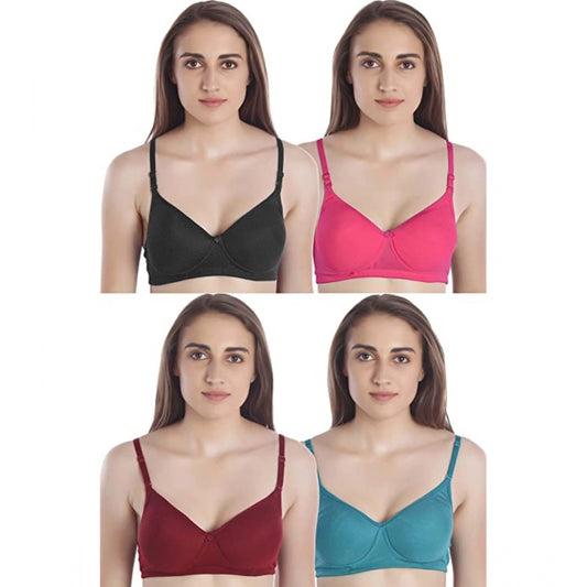 Women's Cotton Solid T-Shirt Bra (Multicolor)