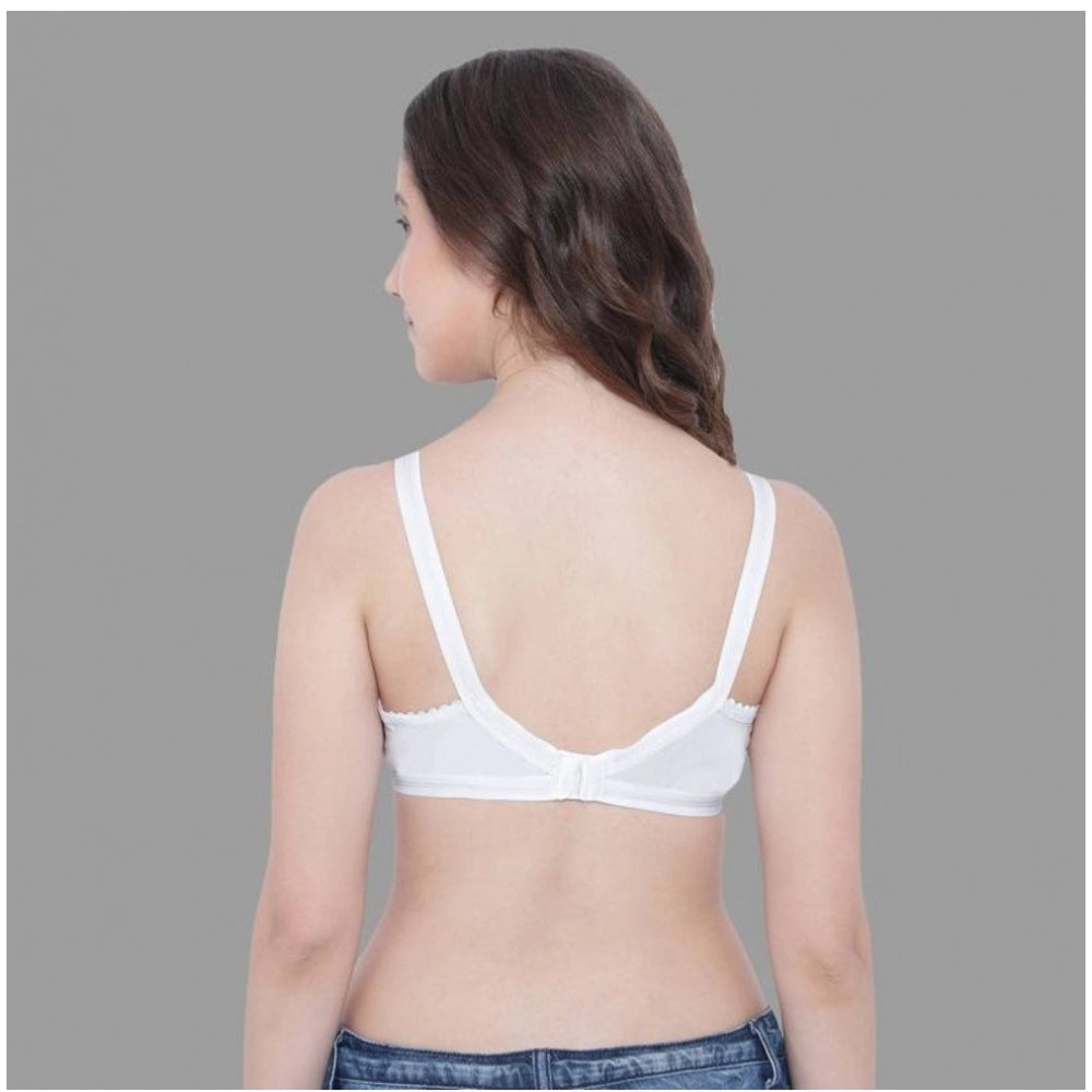 Pack Of_3 Women's Cotton Solid Non Padded Bra (White)