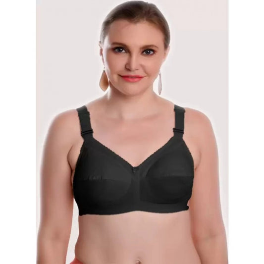 Women's Cotton Solid Non Padded Bra (Black)