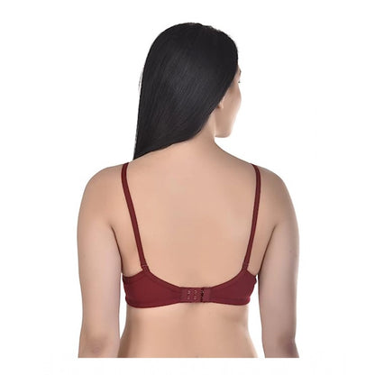 Women's Cotton Solid  Lightly Padded Bra (Marroon)