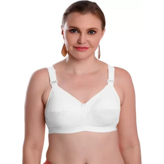 Women's Cotton Solid Non Padded Bra (White)