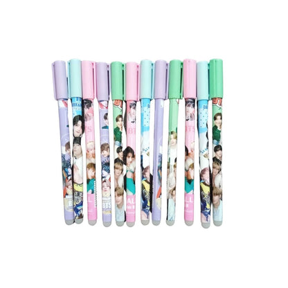 12_Pcs Set BTS Theme Reusable Pencil  | Plastic, Metal | Stationery | 3+ Years