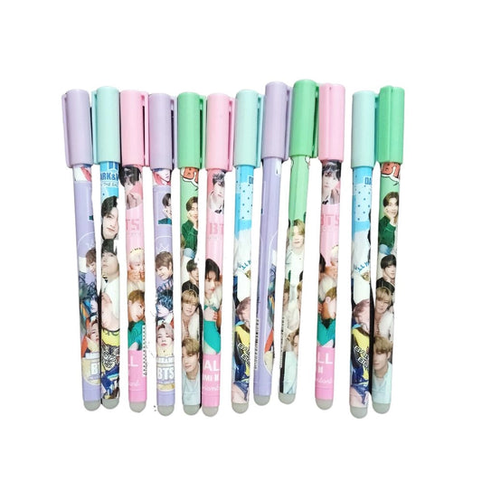 12_Pcs Set BTS Theme Reusable Pencil  | Plastic, Metal | Stationery | 3+ Years