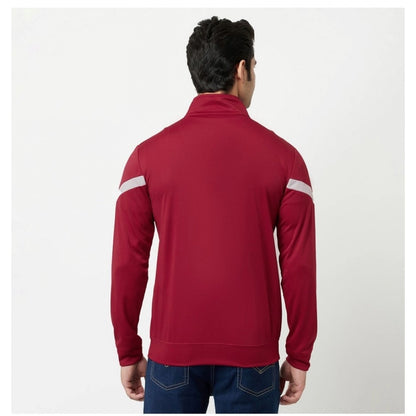 Men's Solid Lycra Blend Full Sleeve Casual Jacket (Maroon)