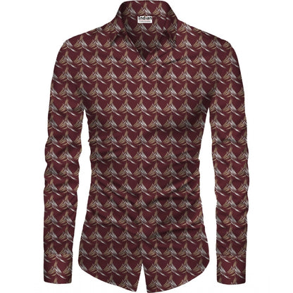 Generic Men's Casual Floral Printed Cotton Blend Unstitched Shirt Fabric 1.6 Mtrs (Maroon)