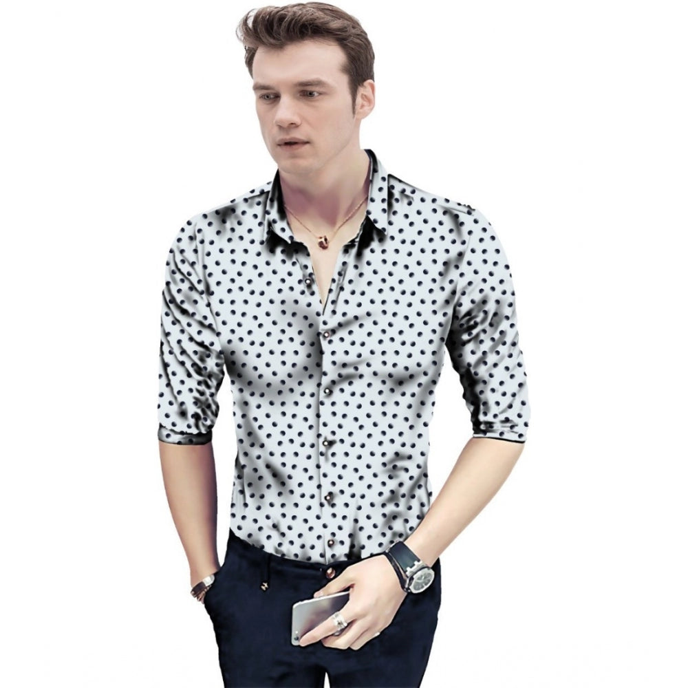 Generic Men's Casual Floral Printed Cotton Blend Unstitched Shirt Fabric 1.6 Mtrs (White)