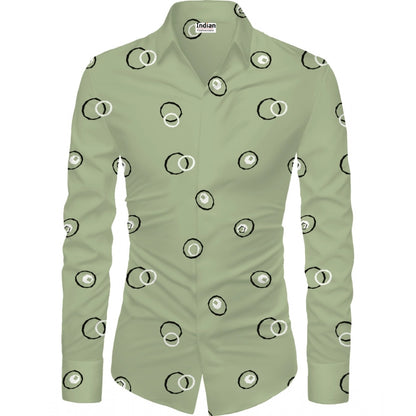 Men's Casual Floral Printed Cotton Blend Unstitched Shirt Fabric 1.6 Mtrs (Green)