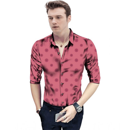 Generic Men's Casual Floral Printed Cotton Blend Unstitched Shirt Fabric 1.6 Mtrs (Pink)