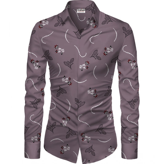 Generic Men's Casual Floral Printed Cotton Blend Unstitched Shirt Fabric 1.6 Mtrs (Violet)