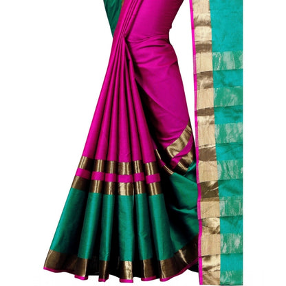 Women's Jacquard Woven Saree With Unstitched Blouse 5.5Mtr (Pink)