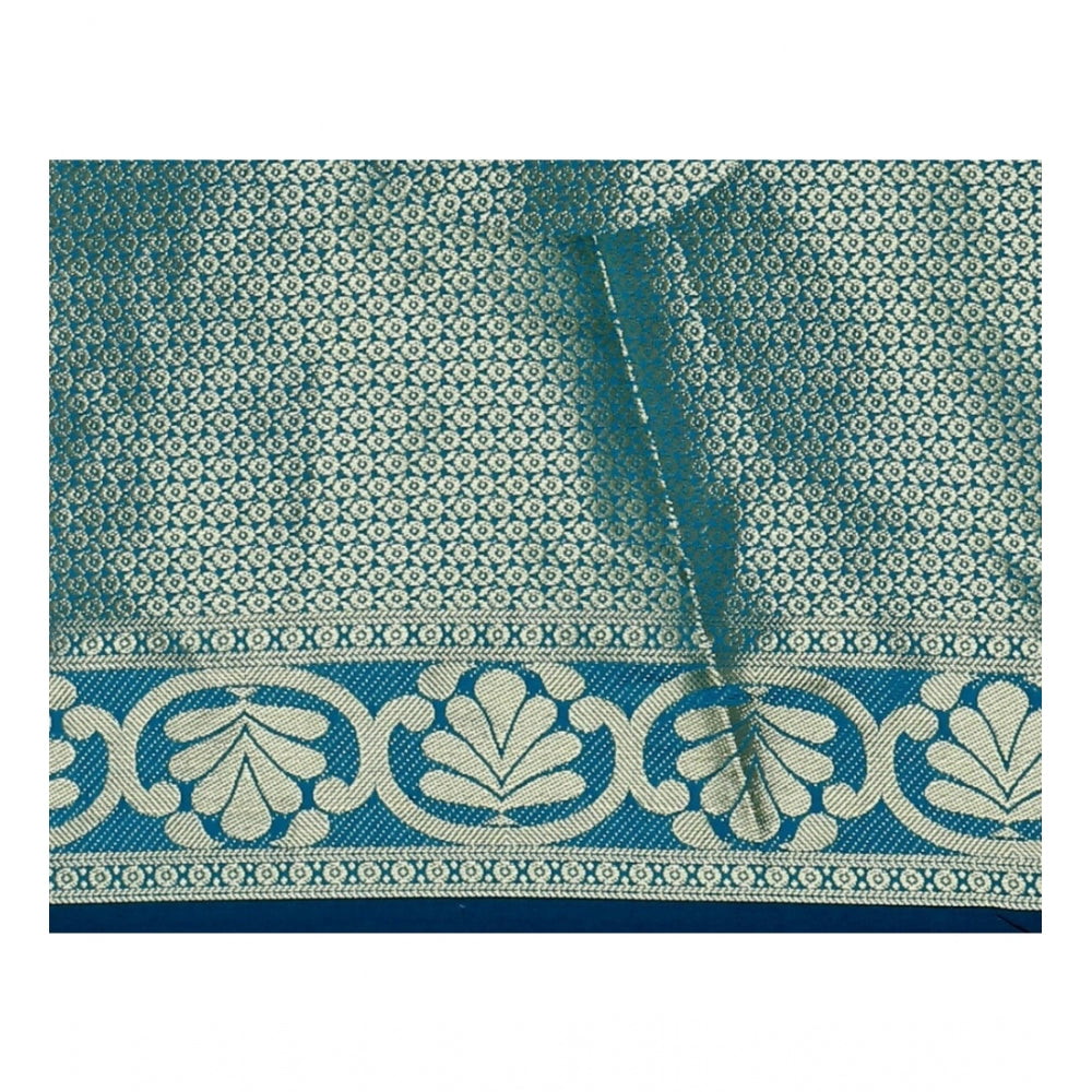 Women's Jacquard Woven Saree With Unstitched Blouse 5.5Mtr (Dark Blue)