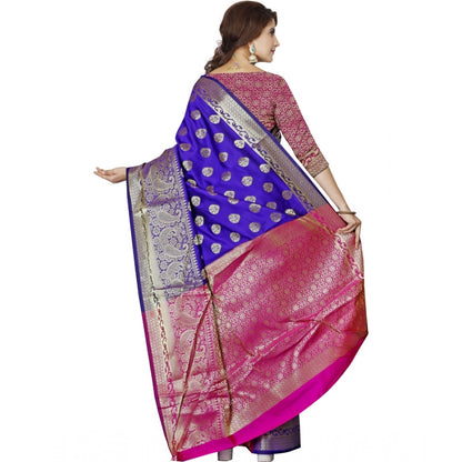 Women's Jacquard Woven Saree With Unstitched Blouse 5.5Mtr (Blue)