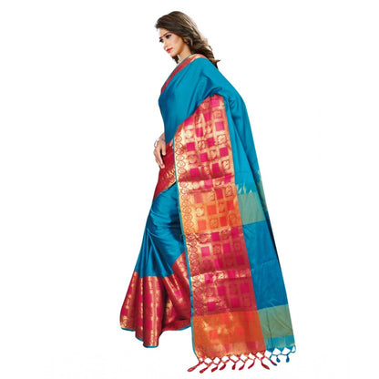 Women's Jacquard Woven Saree With Unstitched Blouse 5.5Mtr (Multicolor)