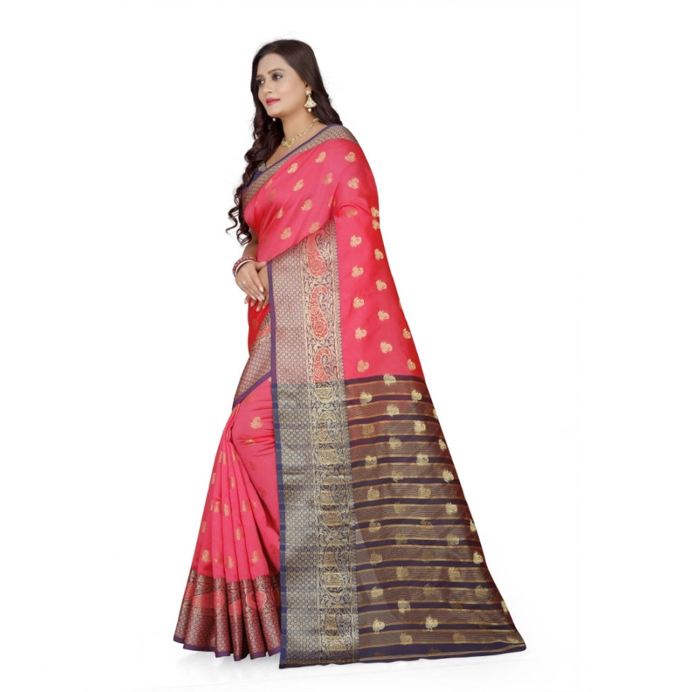 Women's Jacquard Woven Saree With Unstitched Blouse 5.5Mtr (Multicolor)