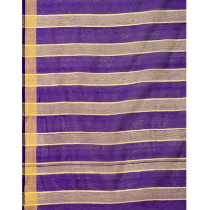 Women's Cotton Silk Striped Saree With Unstitched Blouse 5.5Mtr (Multicolor)