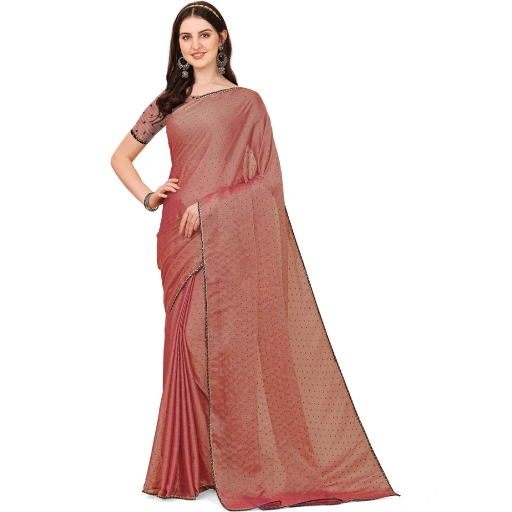 Generic Women's Silk Blend Embellished Saree With Unstitched Blouse 5.5Mtr (Maroon)