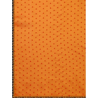 Generic Women's Silk Blend Embellished Saree With Unstitched Blouse 5.5Mtr (Orange)