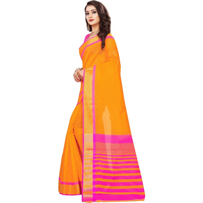 Women's Jacquard Woven Saree With Unstitched Blouse 5.5Mtr (Orange)