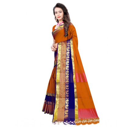 Women's Jacquard Woven Saree With Unstitched Blouse 5.5Mtr (Multicolor)