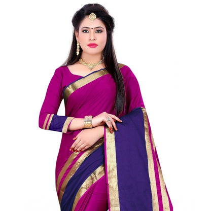 Women's Jacquard Woven Saree With Unstitched Blouse 5.5Mtr (Purple)