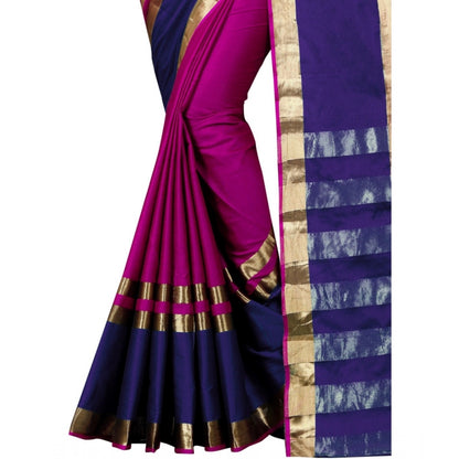 Women's Jacquard Woven Saree With Unstitched Blouse 5.5Mtr (Purple)