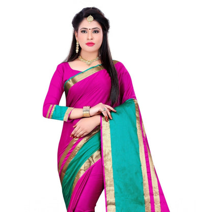 Women's Jacquard Woven Saree With Unstitched Blouse 5.5Mtr (Pink)