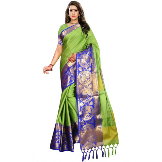 Women's Jacquard Woven Saree With Unstitched Blouse 5.5Mtr (Green)