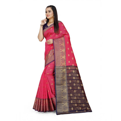 Women's Jacquard Woven Saree With Unstitched Blouse 5.5Mtr (Multicolor)