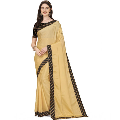 Women's Chiffon Self Design Saree With Unstitched Blouse 5.5Mtr (Yellow)