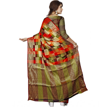 Women's Jacquard Woven Saree With Unstitched Blouse 5.5Mtr (Multicolor)