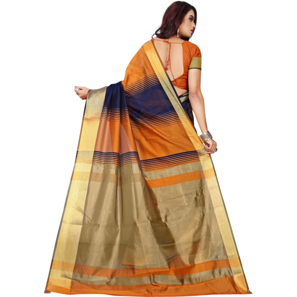 Women's Jacquard Woven Saree With Unstitched Blouse 5.5Mtr (Orange)