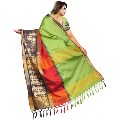 Women's Jacquard Woven Saree With Unstitched Blouse 5.5Mtr (Light Green)