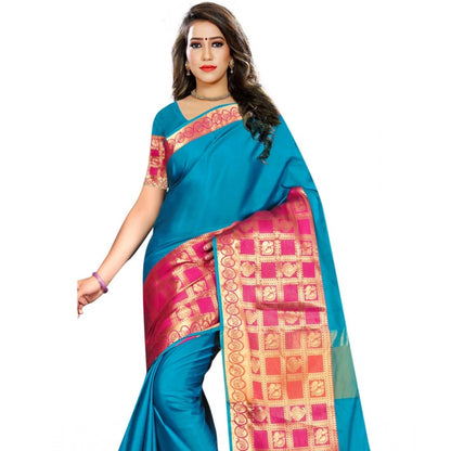 Women's Jacquard Woven Saree With Unstitched Blouse 5.5Mtr (Multicolor)