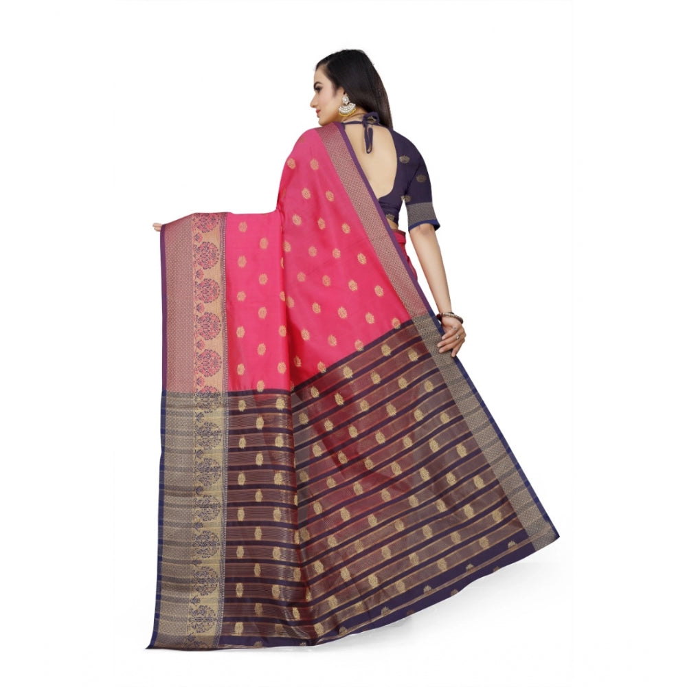 Women's Jacquard Woven Saree With Unstitched Blouse 5.5Mtr (Multicolor)