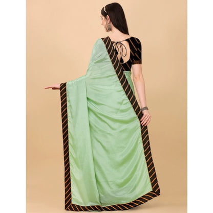 Women's Chiffon Self Design Saree With Unstitched Blouse 5.5Mtr (Light Green)