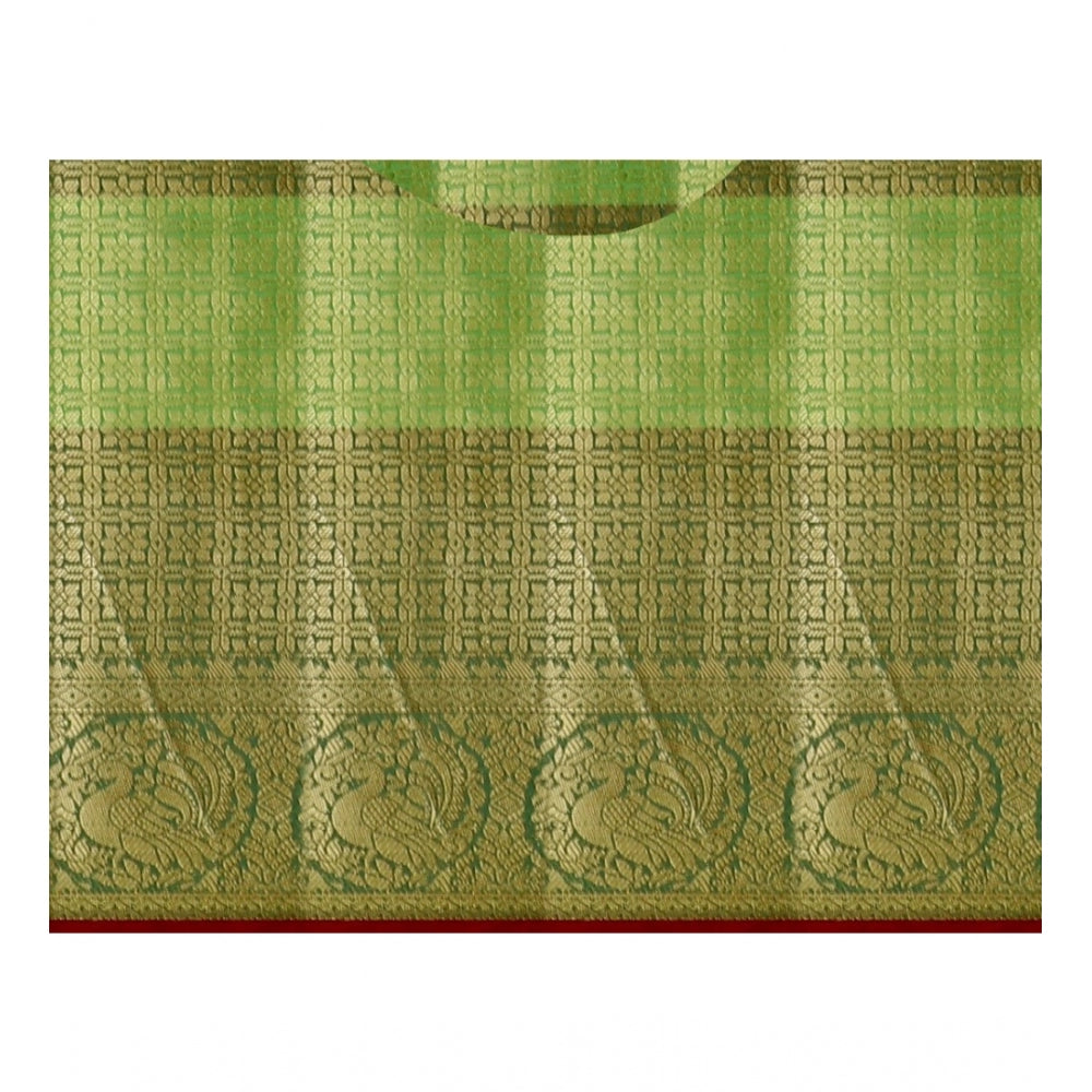 Women's Jacquard Woven Saree With Unstitched Blouse 5.5Mtr (Green)