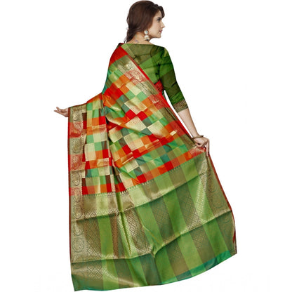 Women's Jacquard Woven Saree With Unstitched Blouse 5.5Mtr (Green)